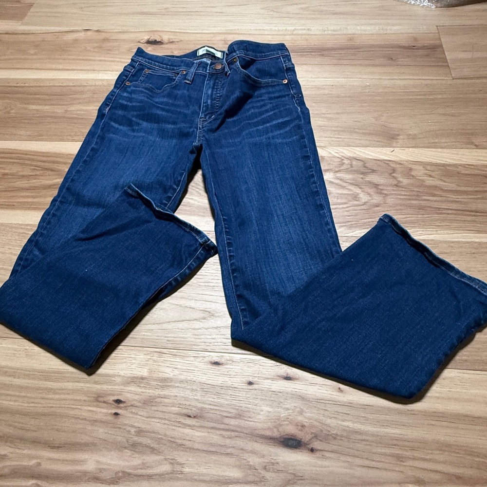 Madewell Cali Demi-Boot Jeans Women 28 Blue Dark Wash High Rise Stretch Denim